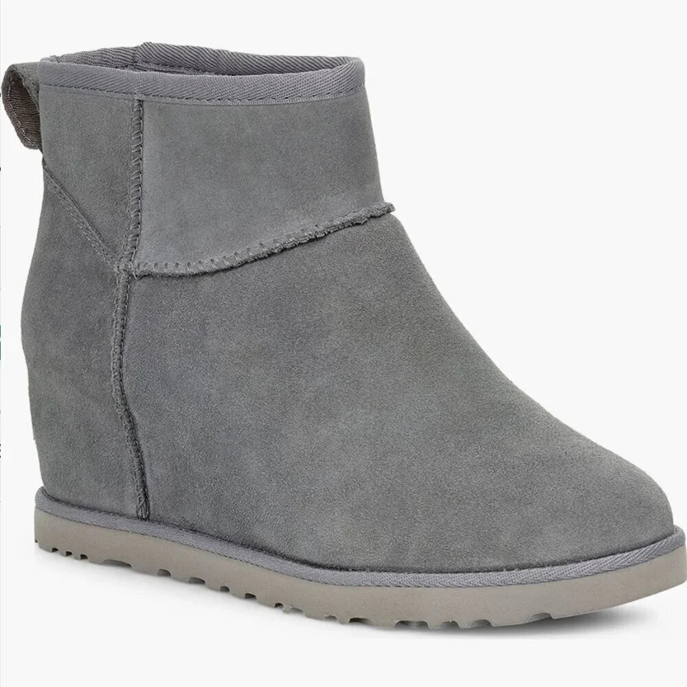 UGG Classic Mini Wedge Bootie Geyser Suede Size 9 EUC
